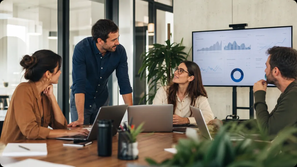 Team al lavoro su una strategia di marketing digitale